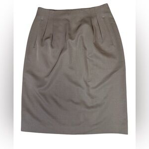 Liz Claiborne Collection Wool Taupe Pleated Pencil Skirt Pockets Career Size 12